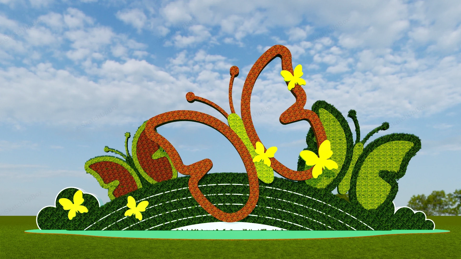 Butterfly Topiary sketchup model preview - SketchupBox