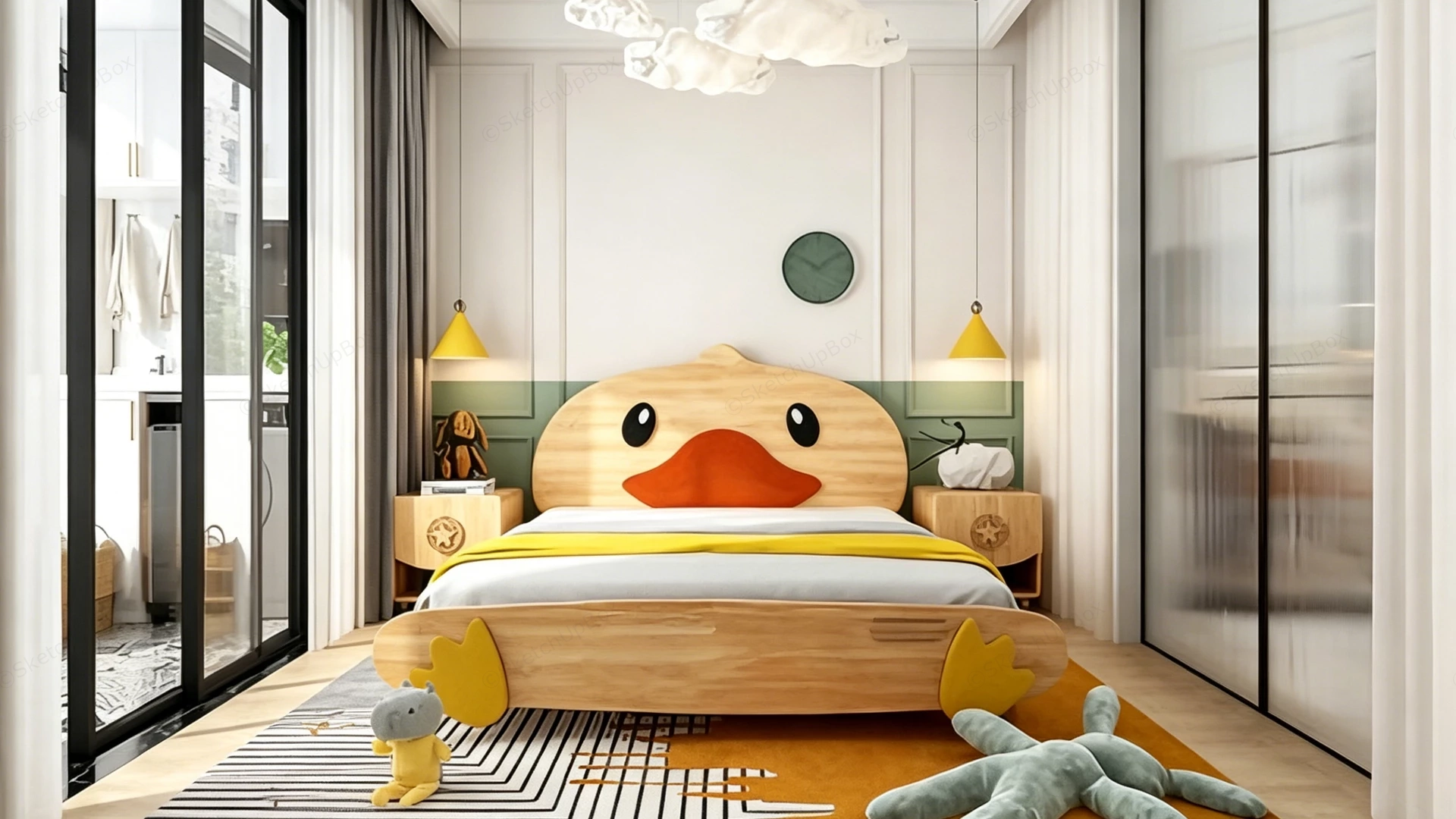 Cute Duck Kids Room sketchup model preview - SketchupBox