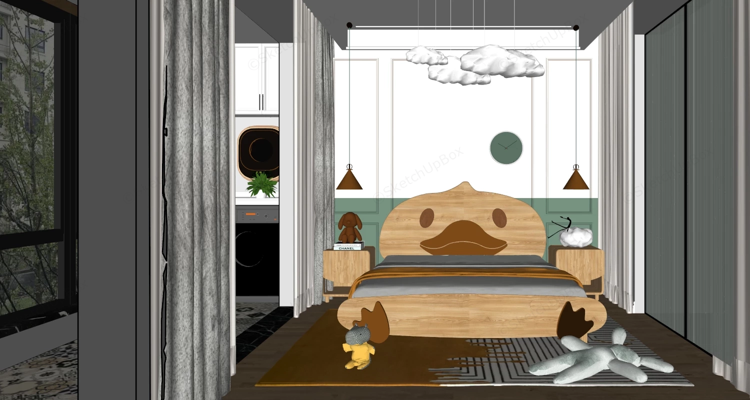 Cute Duck Kids Room sketchup model preview - SketchupBox