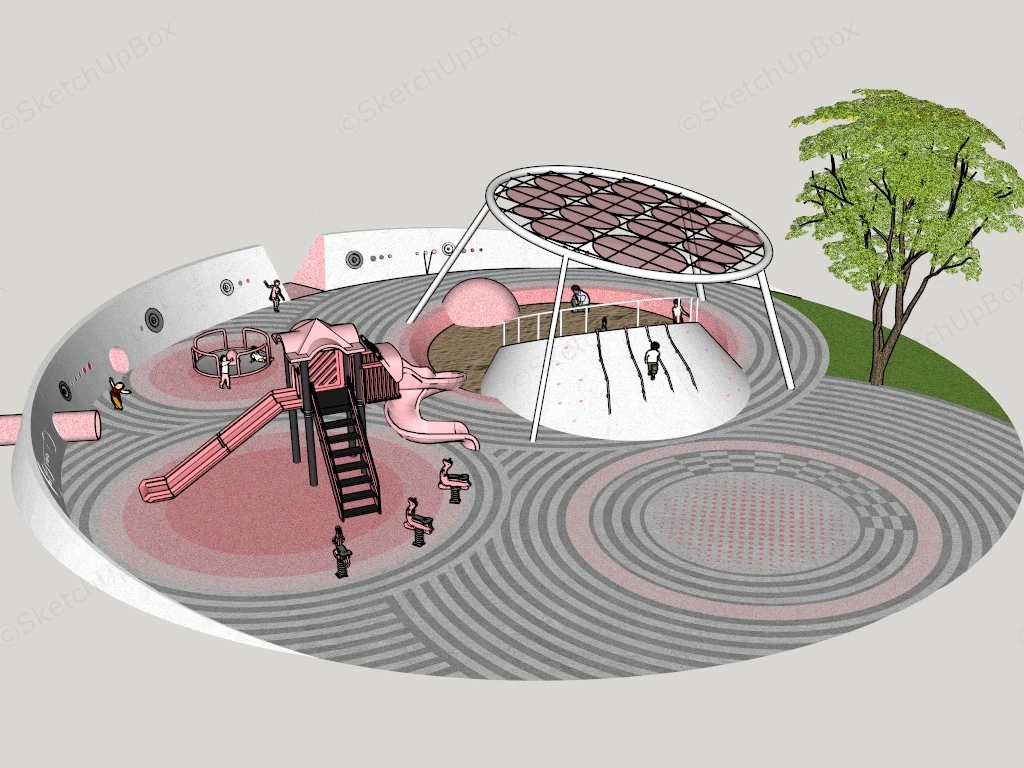 Circle Playground Design sketchup model preview - SketchupBox