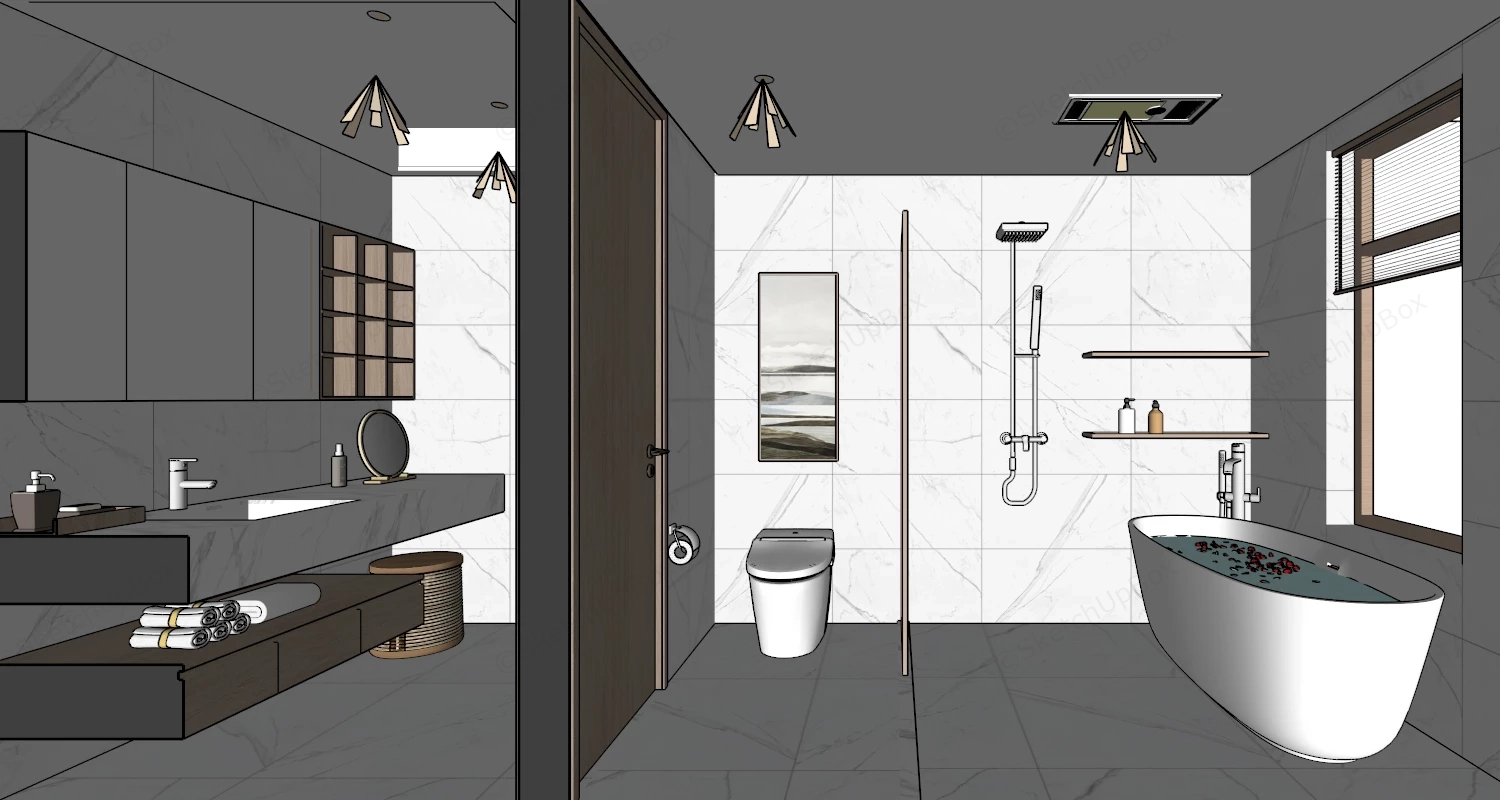 Split Bathroom Design sketchup model preview - SketchupBox