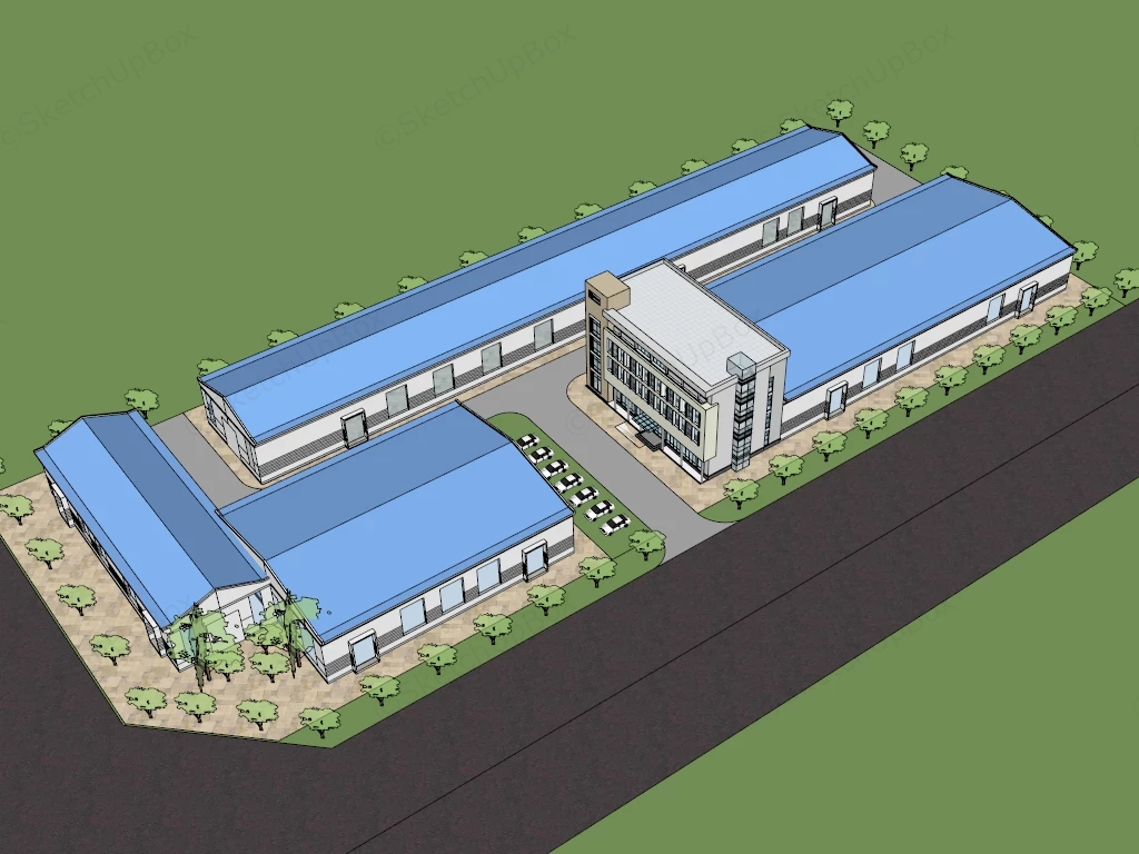 Industrial Factory Architecture sketchup model preview - SketchupBox