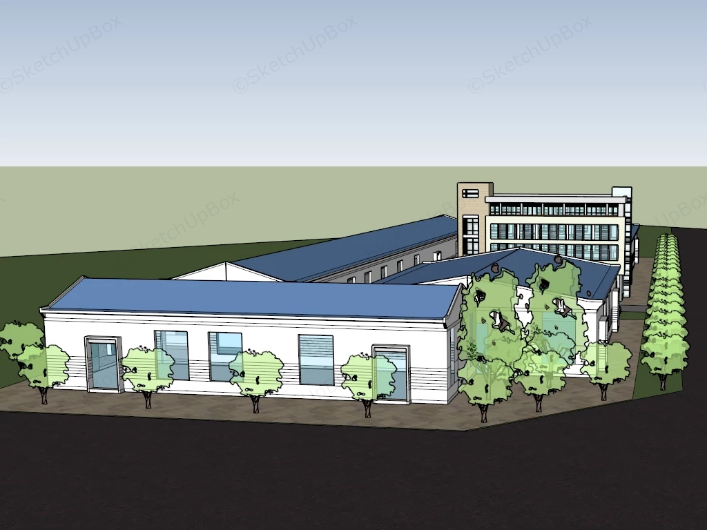 Industrial Factory Architecture sketchup model preview - SketchupBox