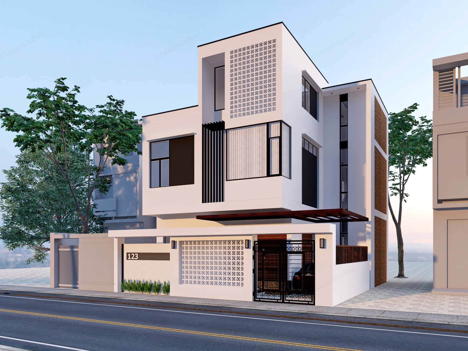 Contemporary Urban Home Exterior sketchup model preview - SketchupBox