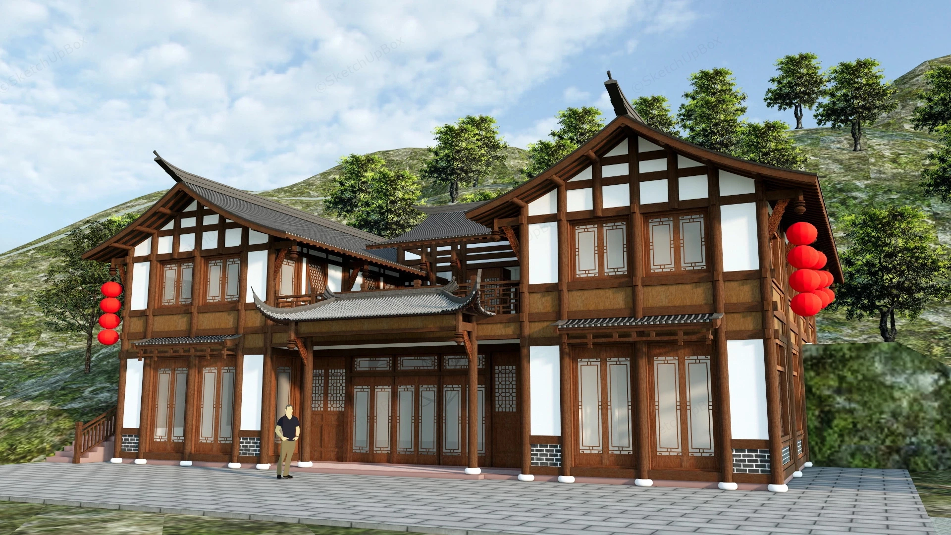 Sichuan Rural Vacation Rental sketchup model preview - SketchupBox