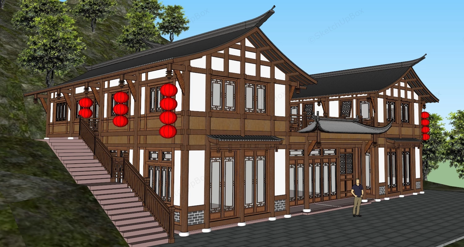Sichuan Rural Vacation Rental sketchup model preview - SketchupBox