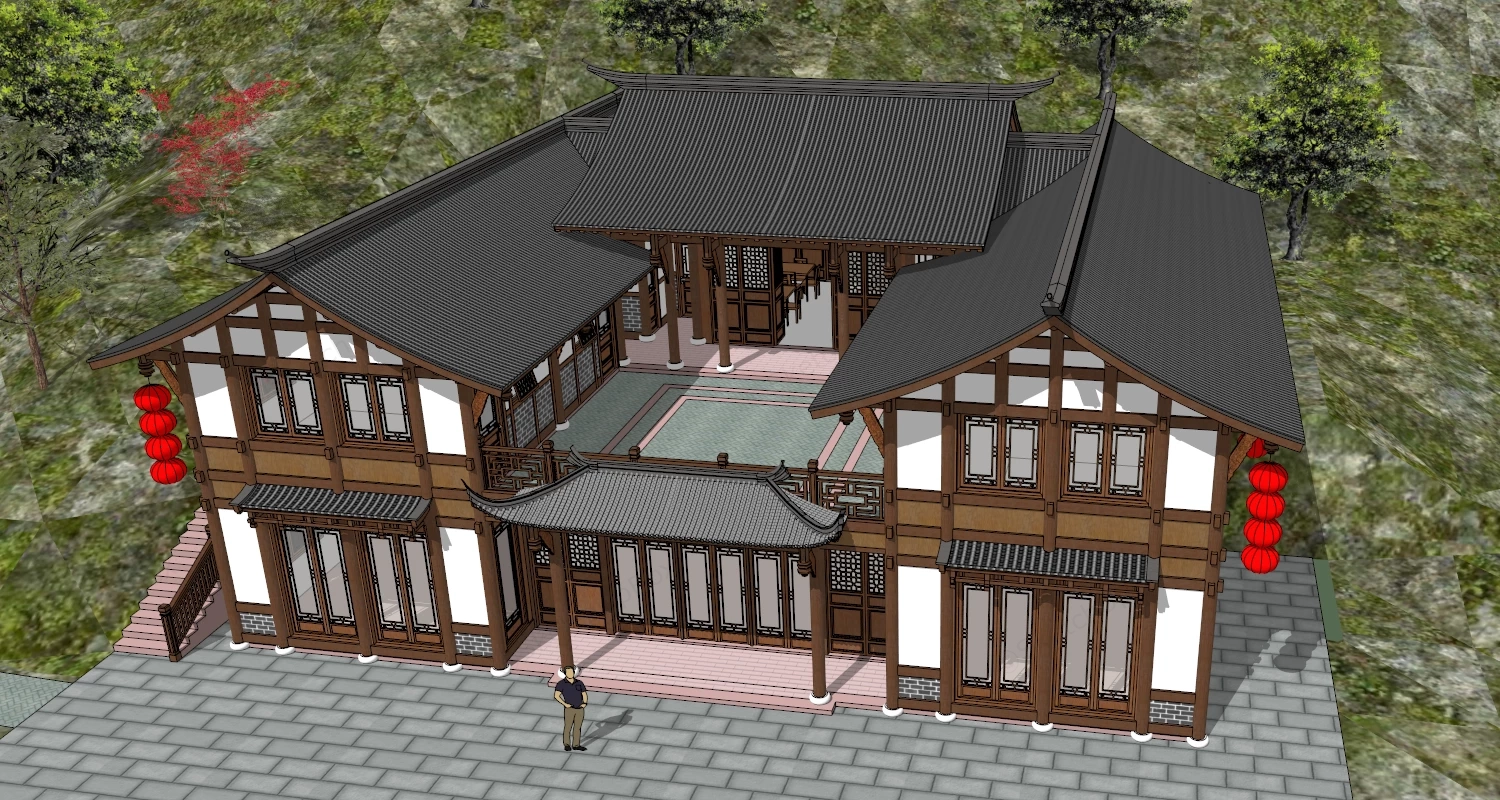 Sichuan Rural Vacation Rental sketchup model preview - SketchupBox
