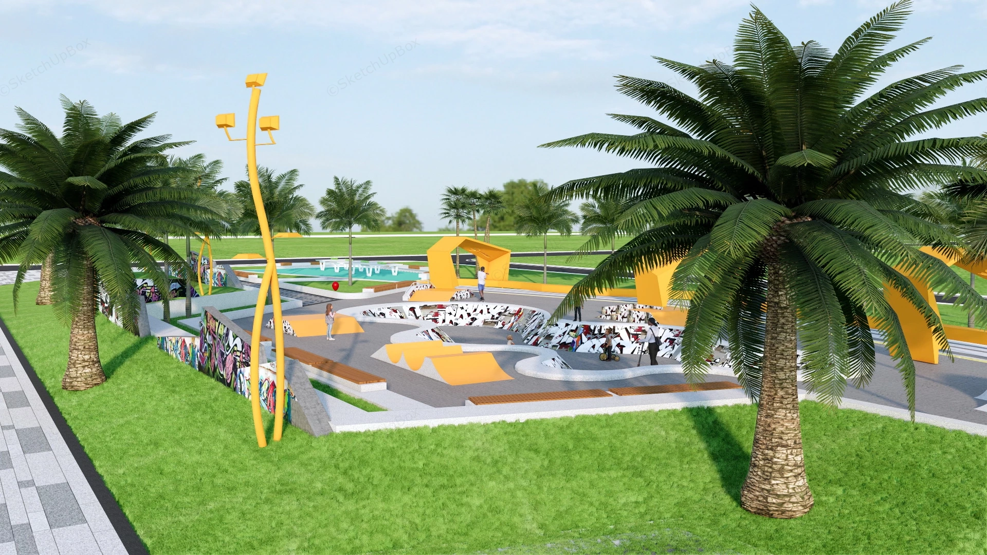 Urban Skatepark Design sketchup model preview - SketchupBox