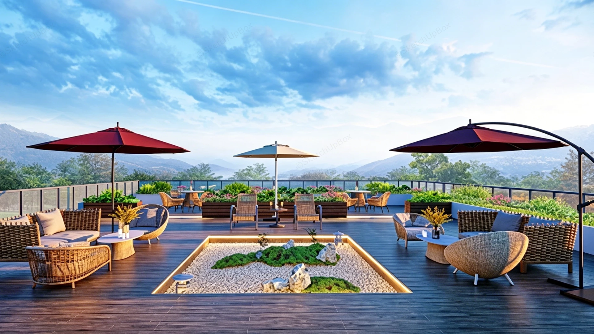 Rooftop Terrace Design Idea sketchup model preview - SketchupBox