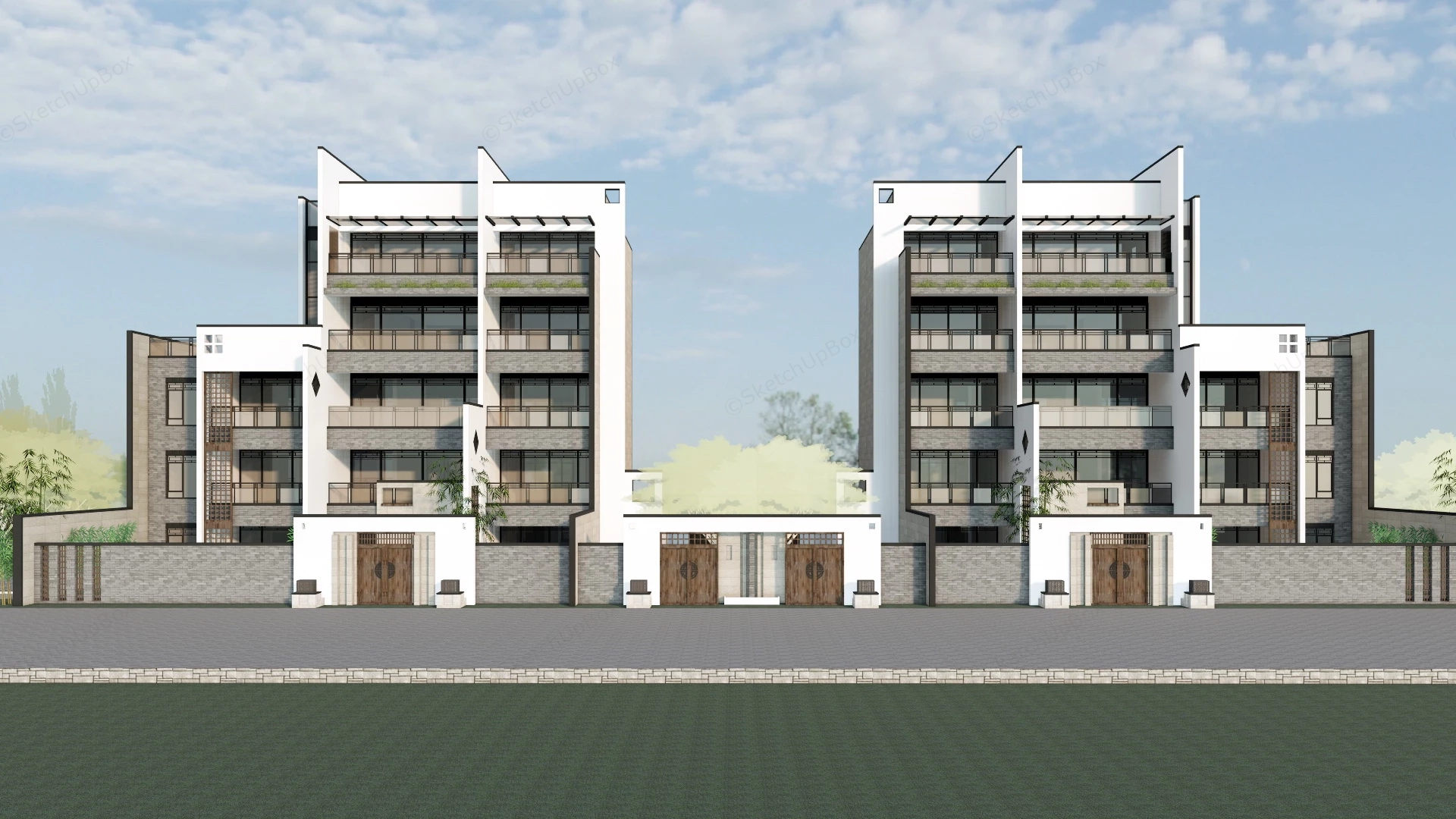 Modern Mansion Exterior sketchup model preview - SketchupBox