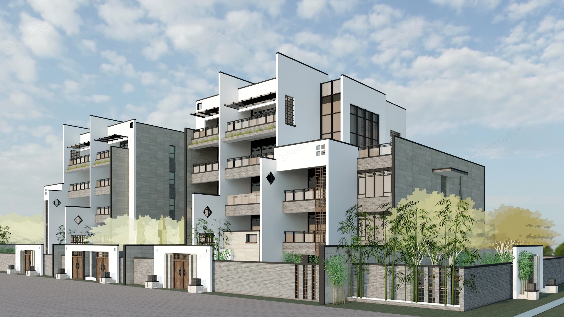 Modern Mansion Exterior sketchup model preview - SketchupBox