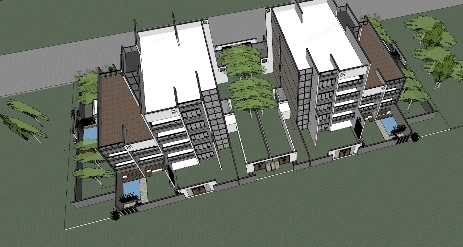 Modern Mansion Exterior sketchup model preview - SketchupBox