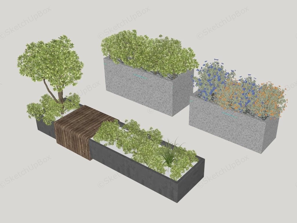 Raised Bed Planter Boxes sketchup model preview - SketchupBox