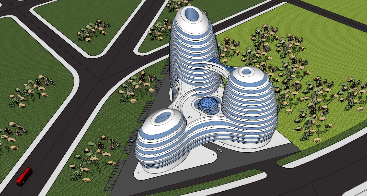 Modern Luxury Hotel Concept Design sketchup model preview - SketchupBox