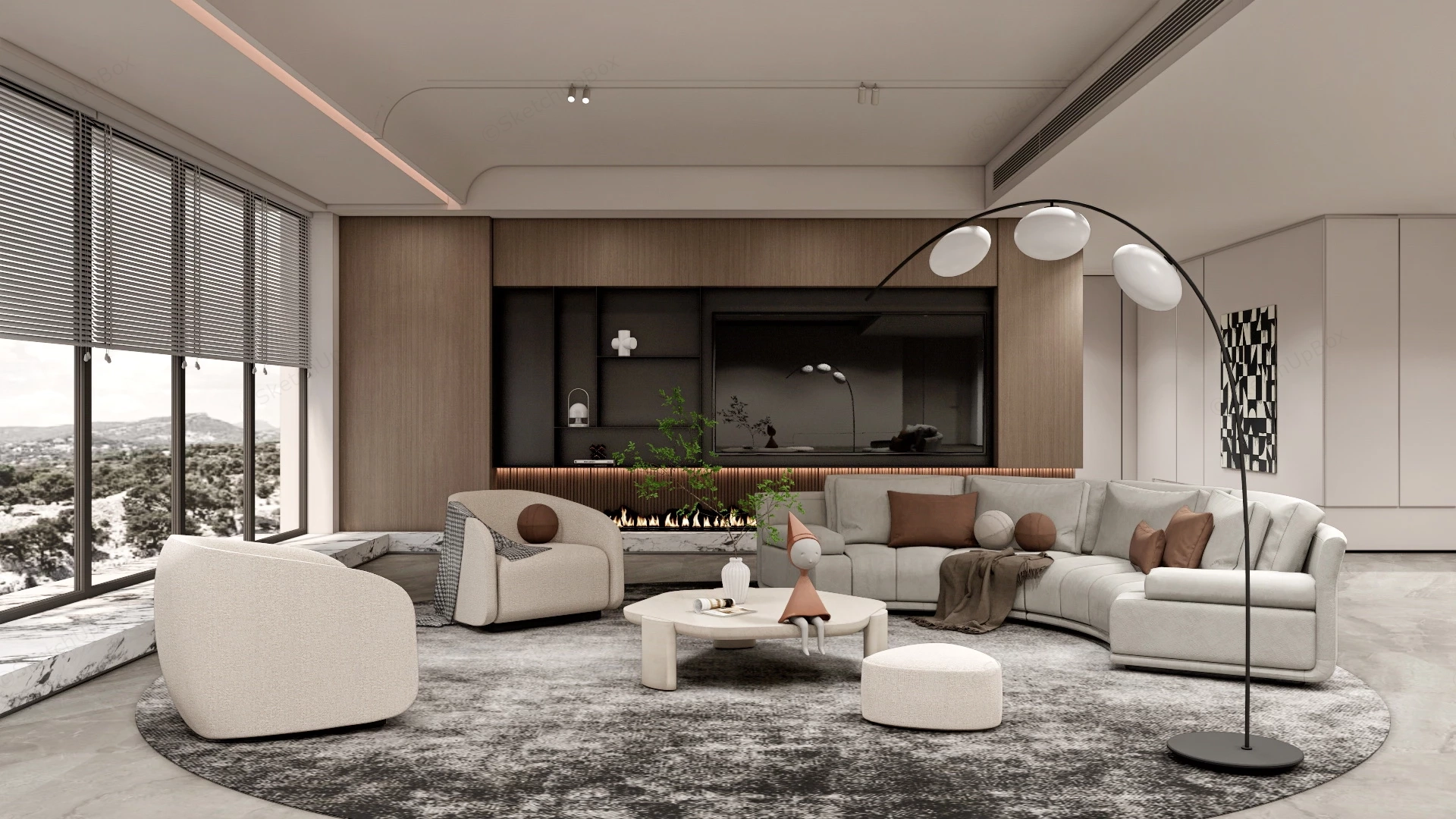 Round Living Room Design sketchup model preview - SketchupBox