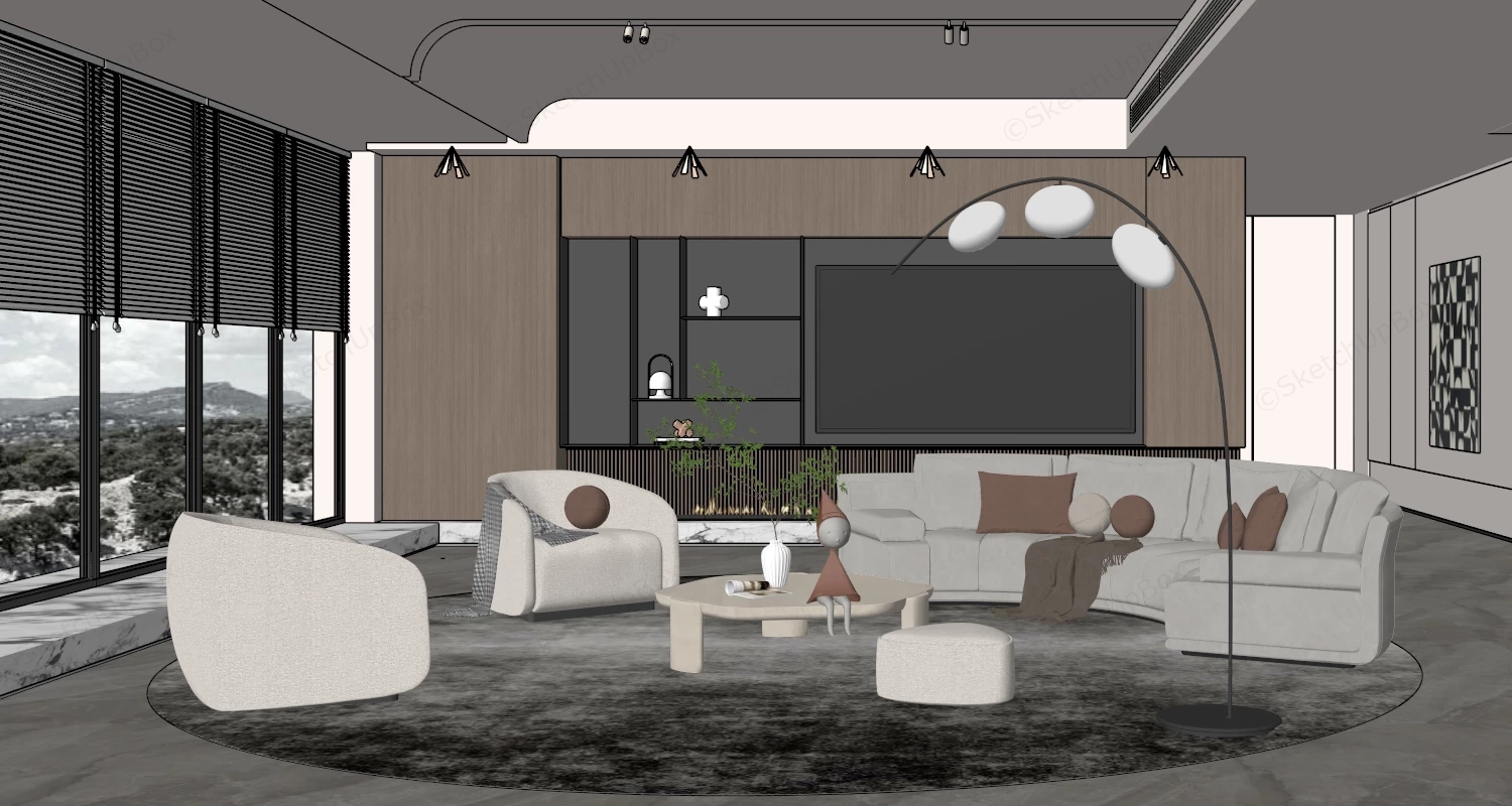 Round Living Room Design sketchup model preview - SketchupBox