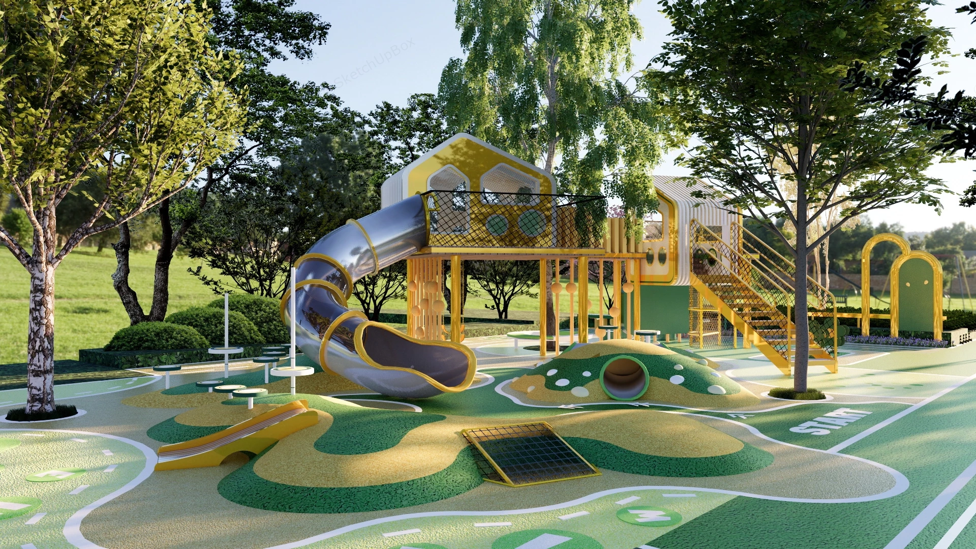 Community Playground Plan sketchup model preview - SketchupBox