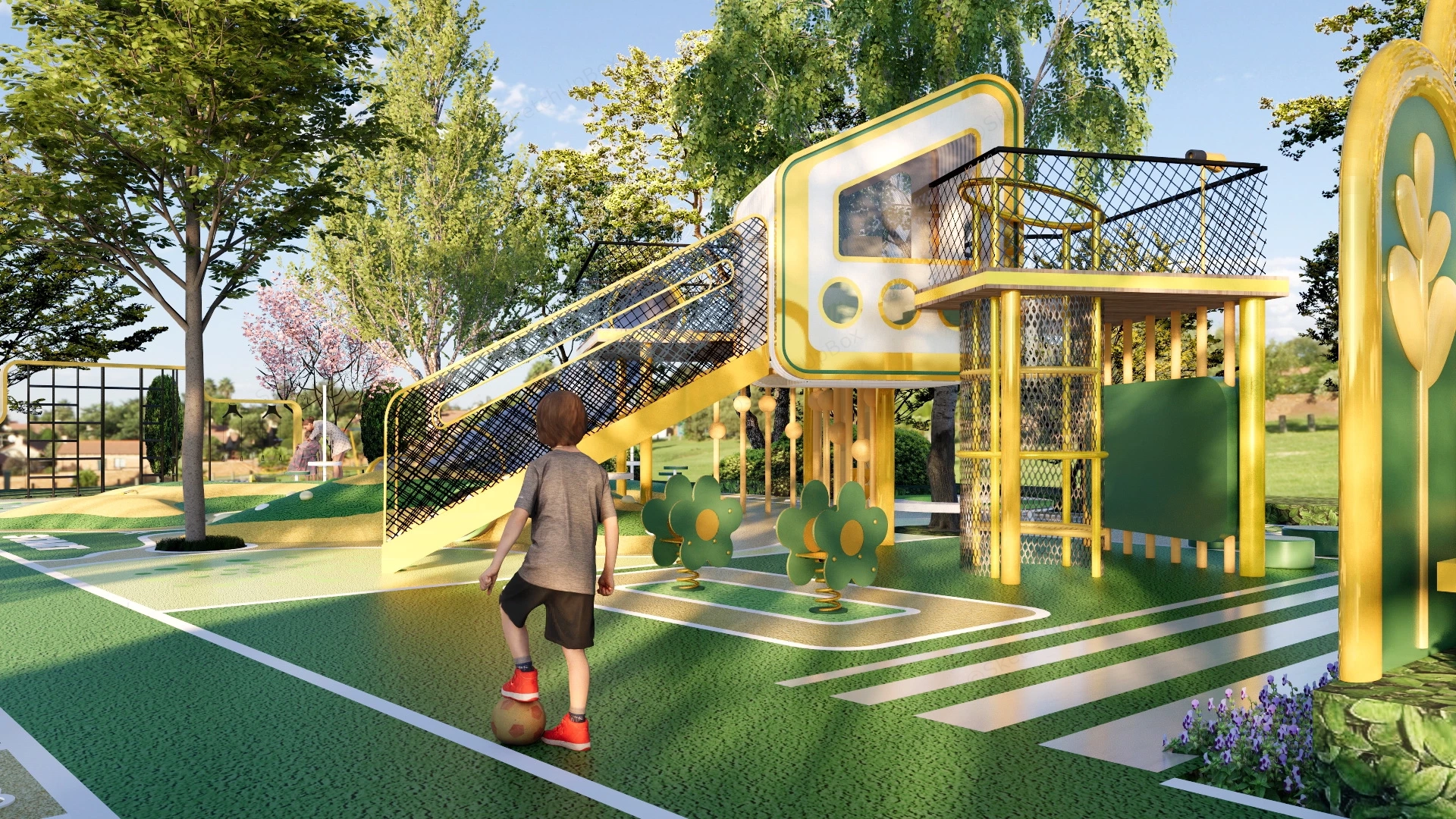 Community Playground Plan sketchup model preview - SketchupBox