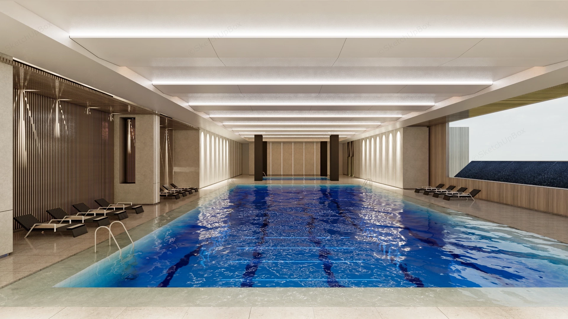 Indoor School Swimming Pool sketchup model preview - SketchupBox