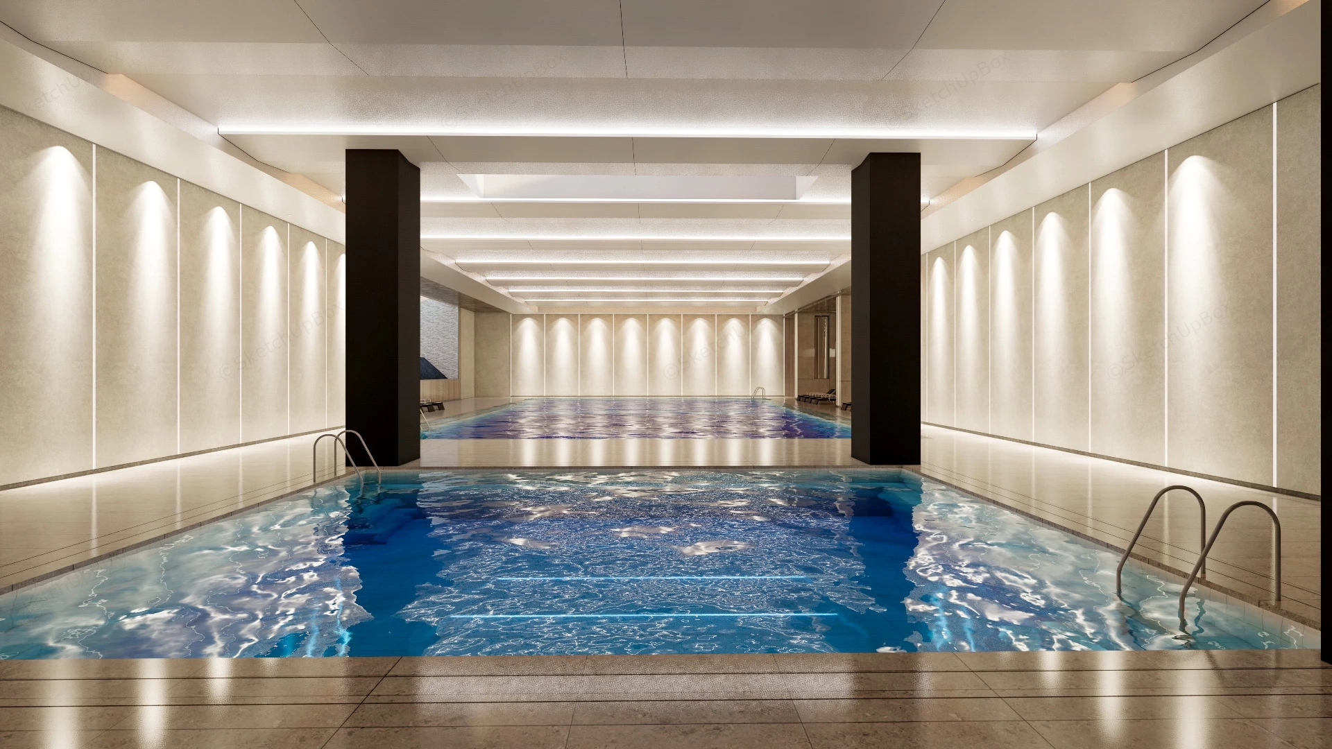 Indoor School Swimming Pool sketchup model preview - SketchupBox