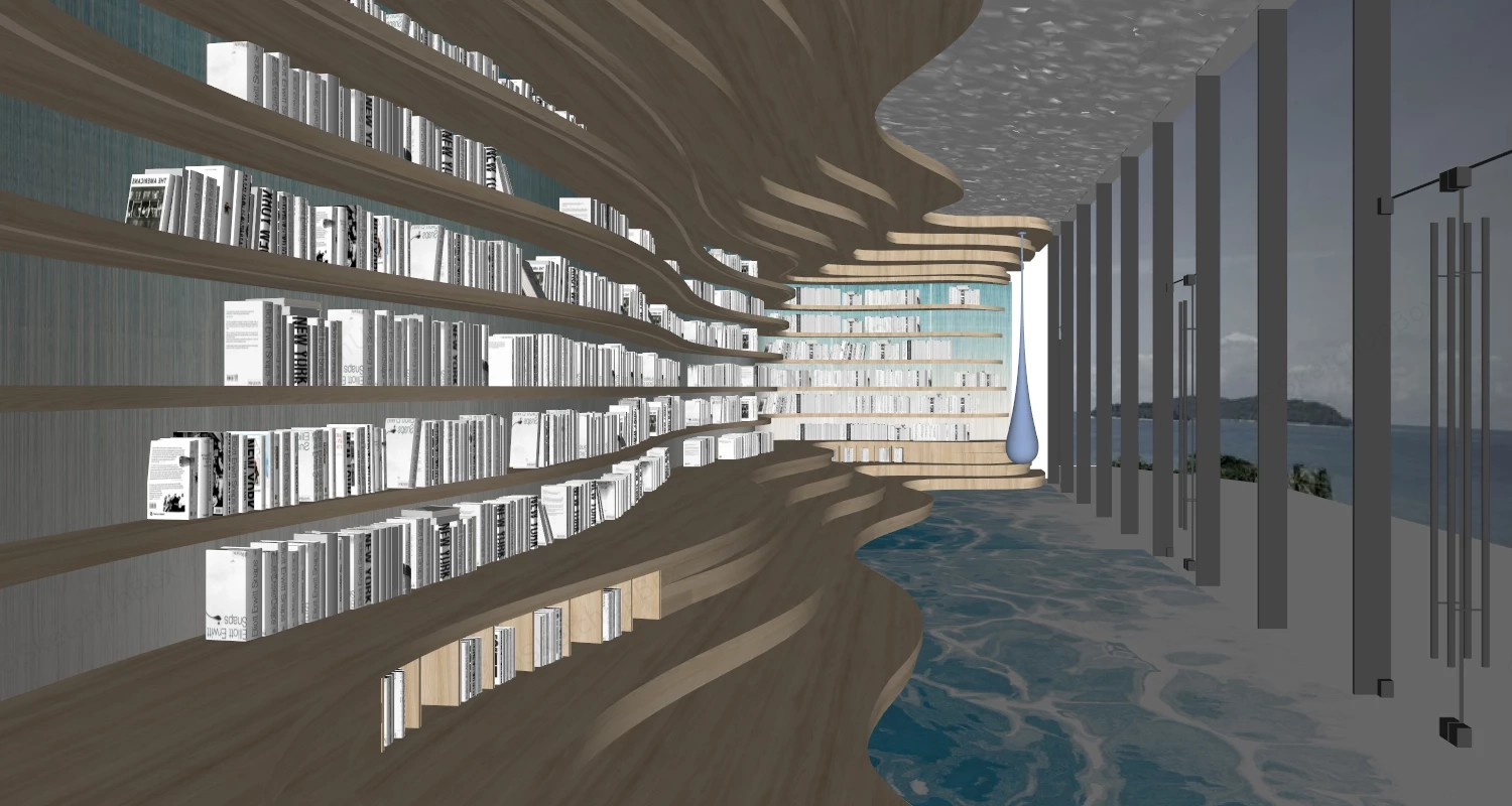 Creative Library Reading Area sketchup model preview - SketchupBox
