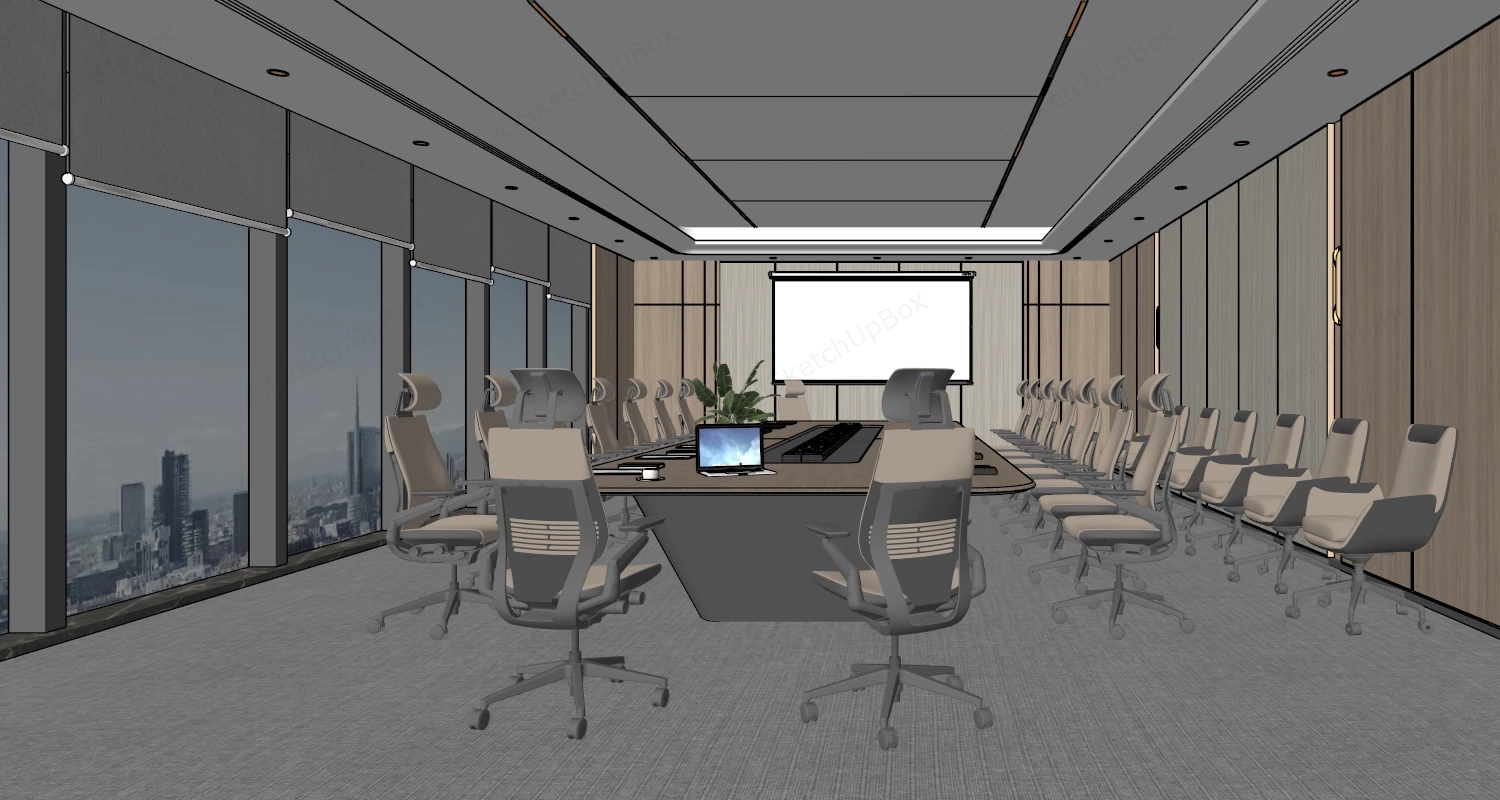 Minimalist Conference Room Interior Design sketchup model preview - SketchupBox