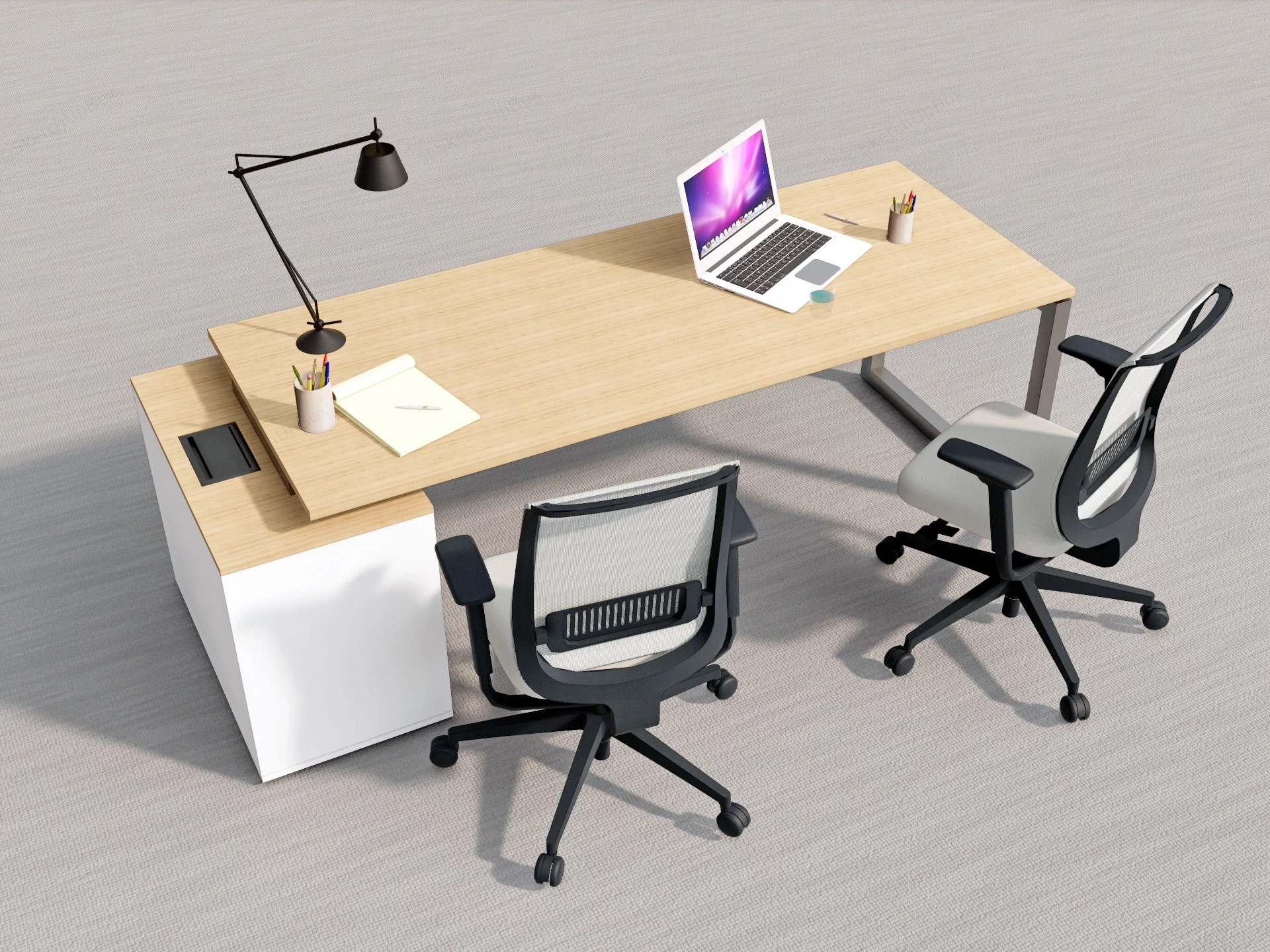Modern Office Desk And Chairs sketchup model preview - SketchupBox