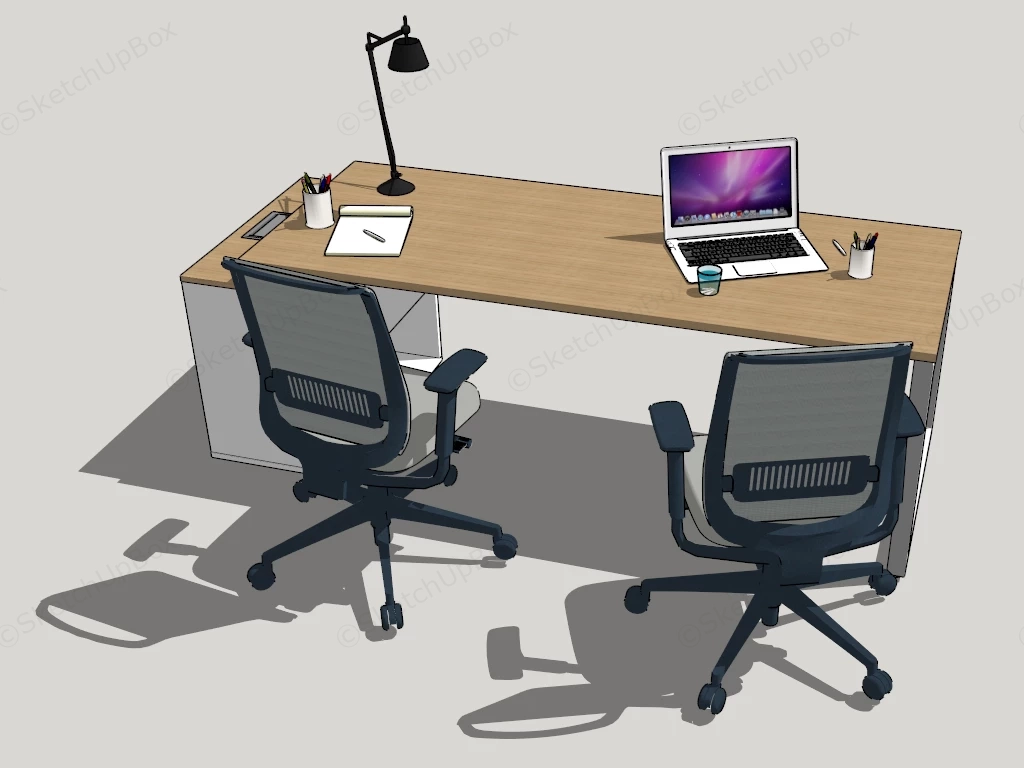 Modern Office Desk And Chairs sketchup model preview - SketchupBox