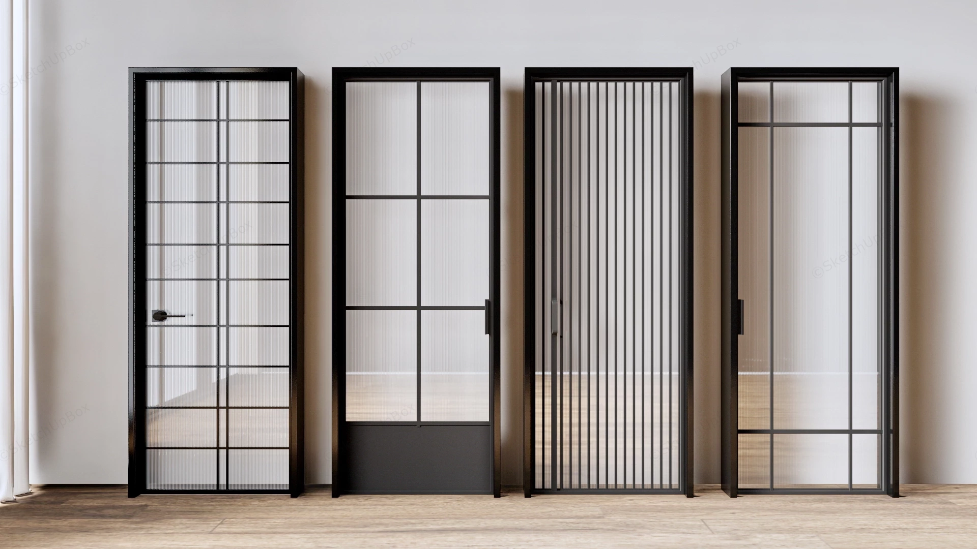Metal And Glass Interior Doors sketchup model preview - SketchupBox