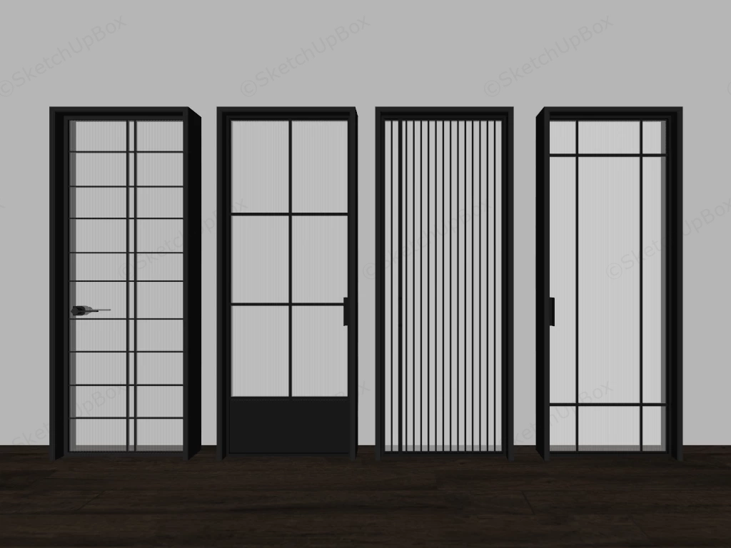 Metal And Glass Interior Doors sketchup model preview - SketchupBox