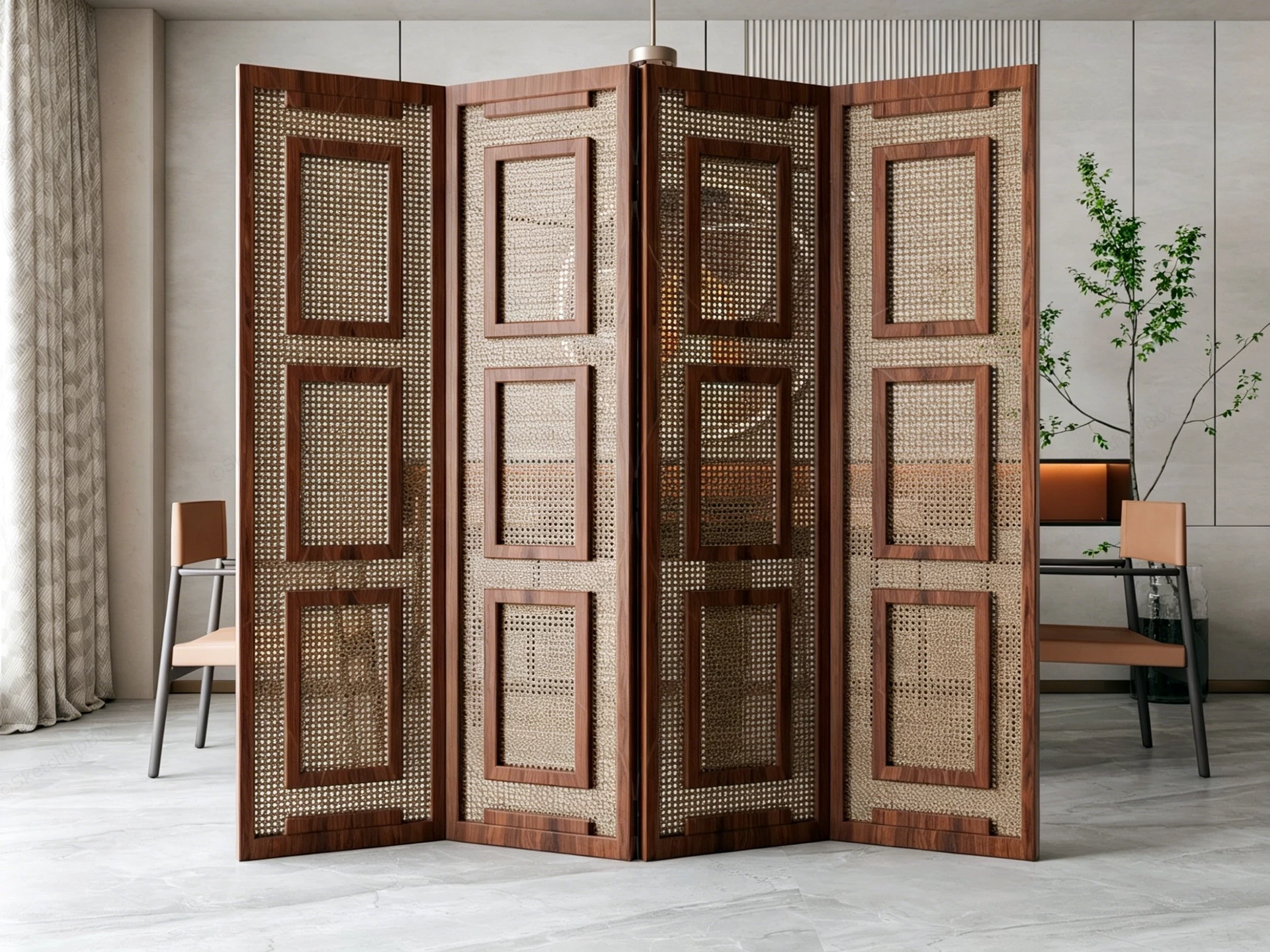 4 Panel Dining Room Divider sketchup model preview - SketchupBox