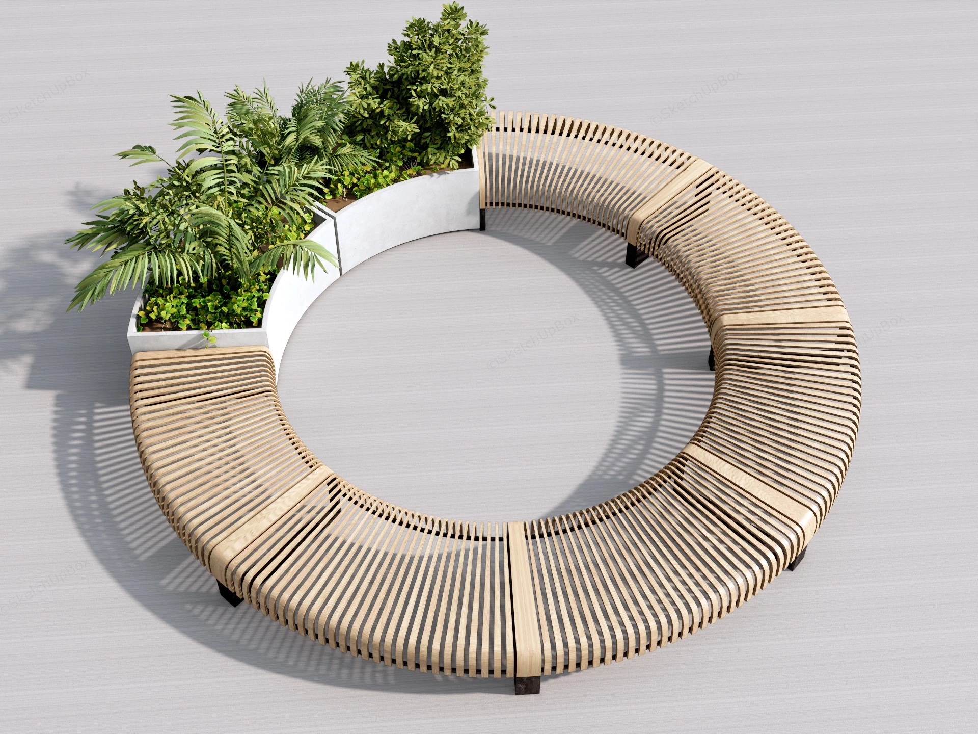 Circular Wood Bench Seating sketchup model preview - SketchupBox