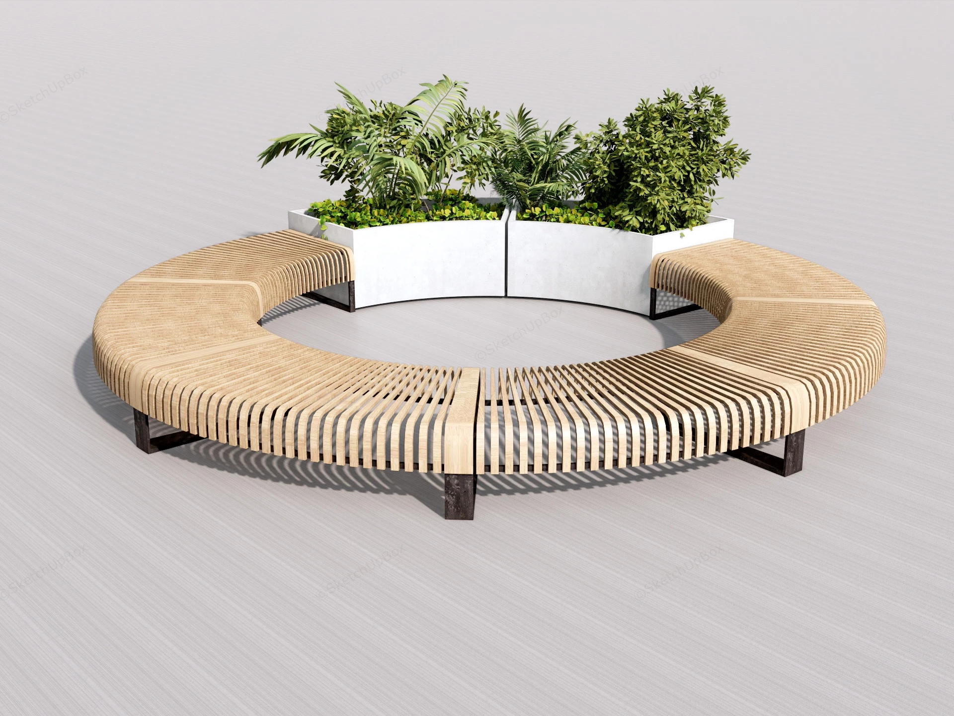 Circular Wood Bench Seating sketchup model preview - SketchupBox