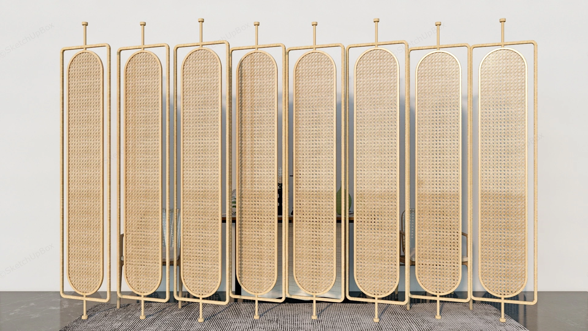 Wood And Rattan Room Divider sketchup model preview - SketchupBox