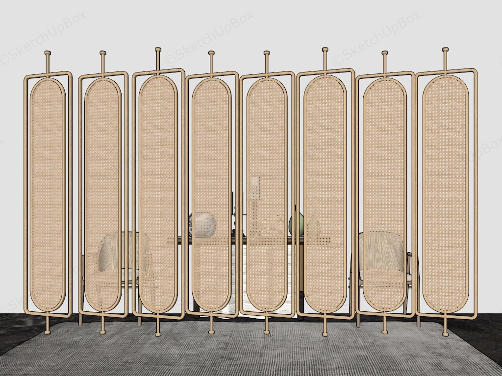 Wood And Rattan Room Divider sketchup model preview - SketchupBox