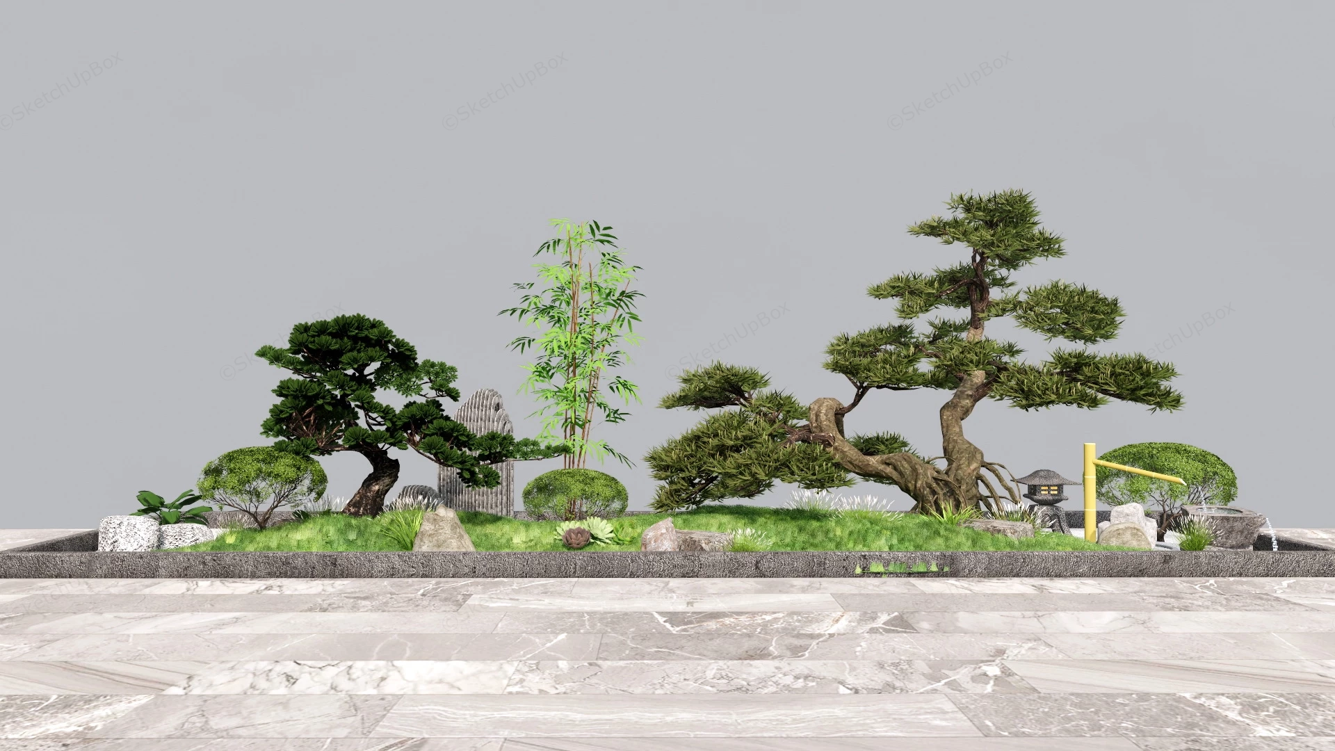 Raised Bed Zen Garden sketchup model preview - SketchupBox