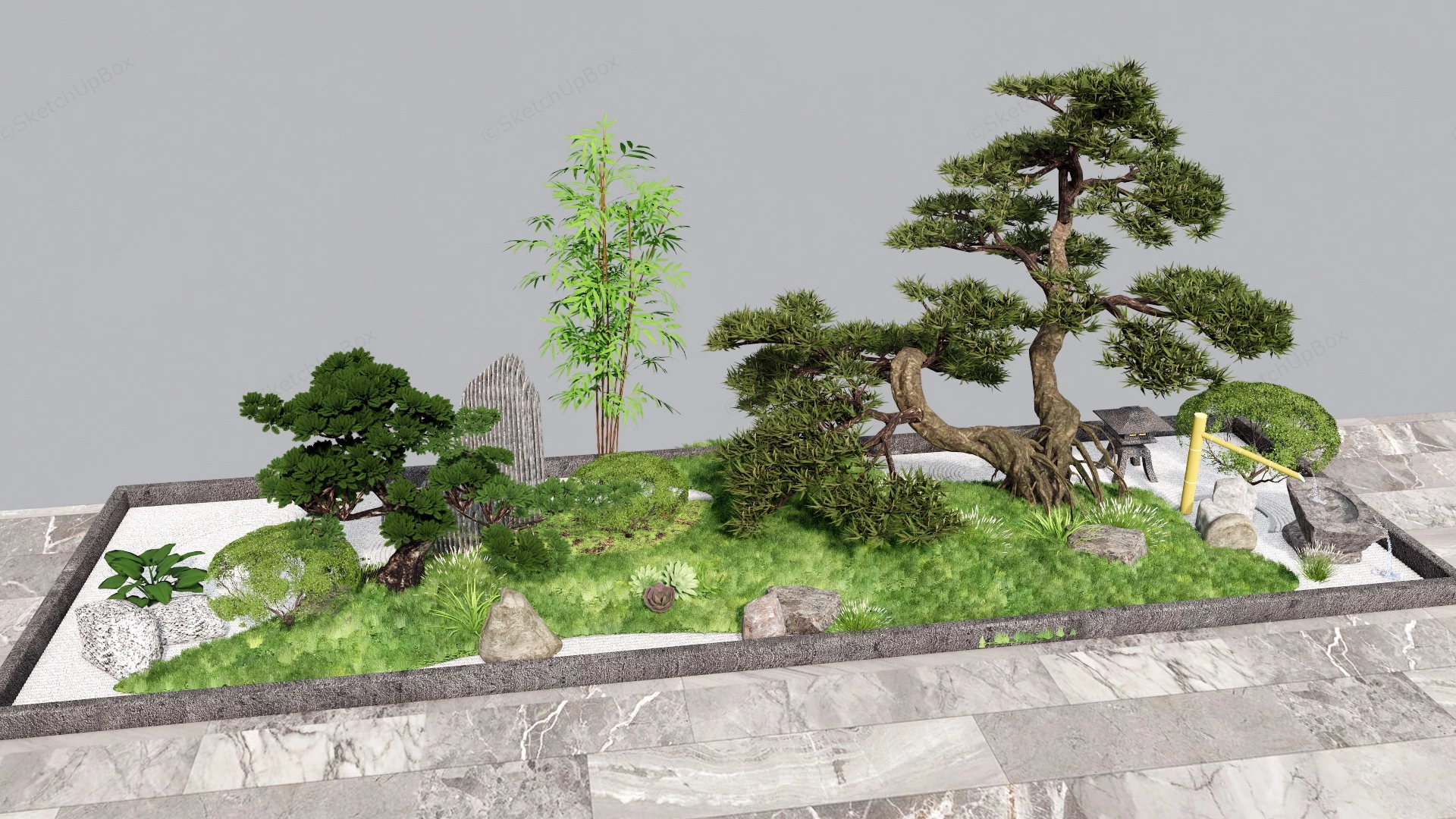 Raised Bed Zen Garden sketchup model preview - SketchupBox