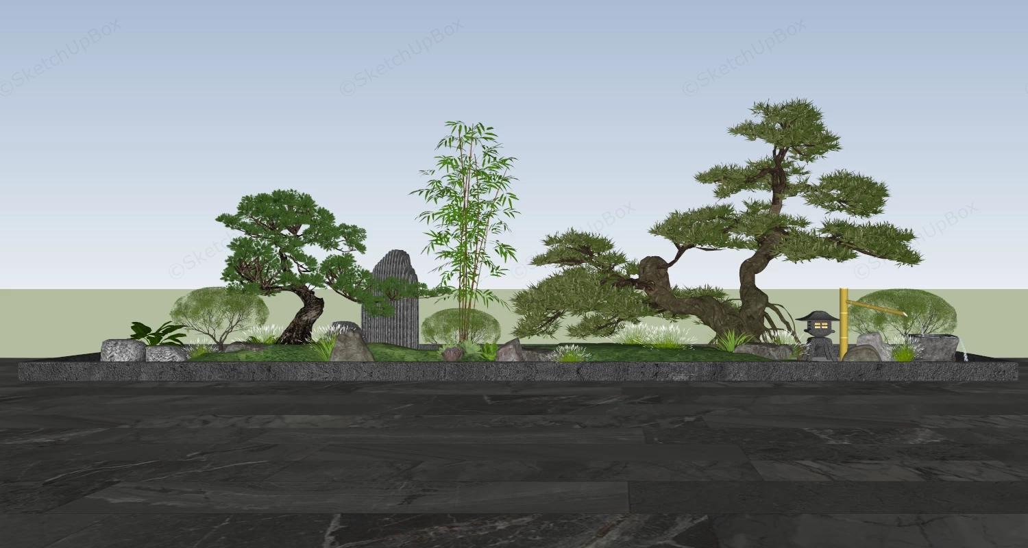 Raised Bed Zen Garden sketchup model preview - SketchupBox