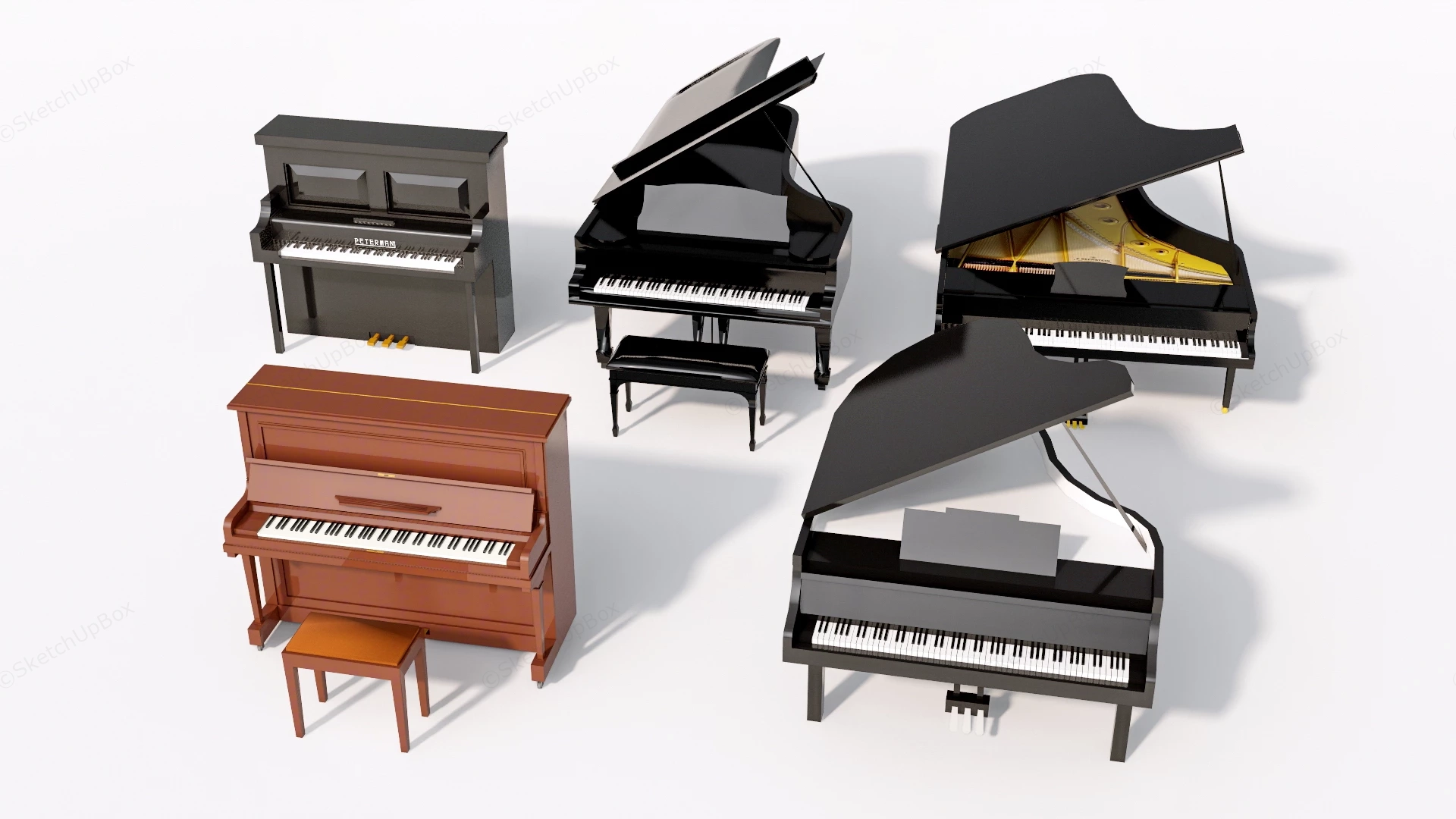 Pianos Collection sketchup model preview - SketchupBox