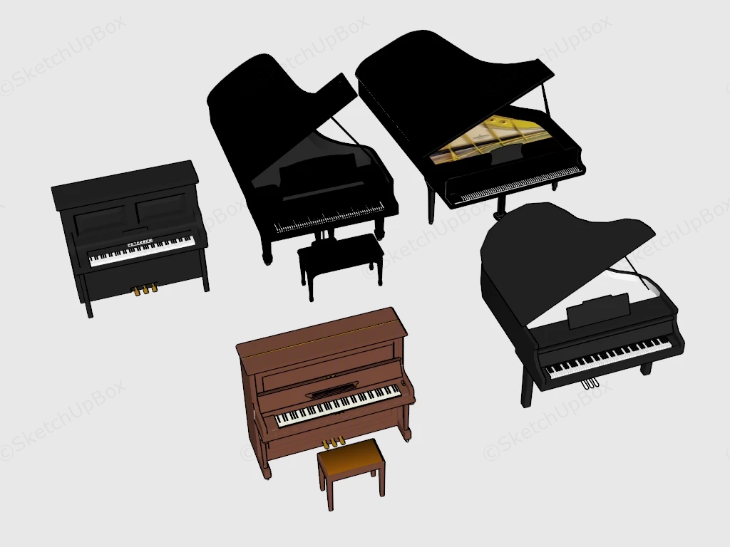 Pianos Collection sketchup model preview - SketchupBox