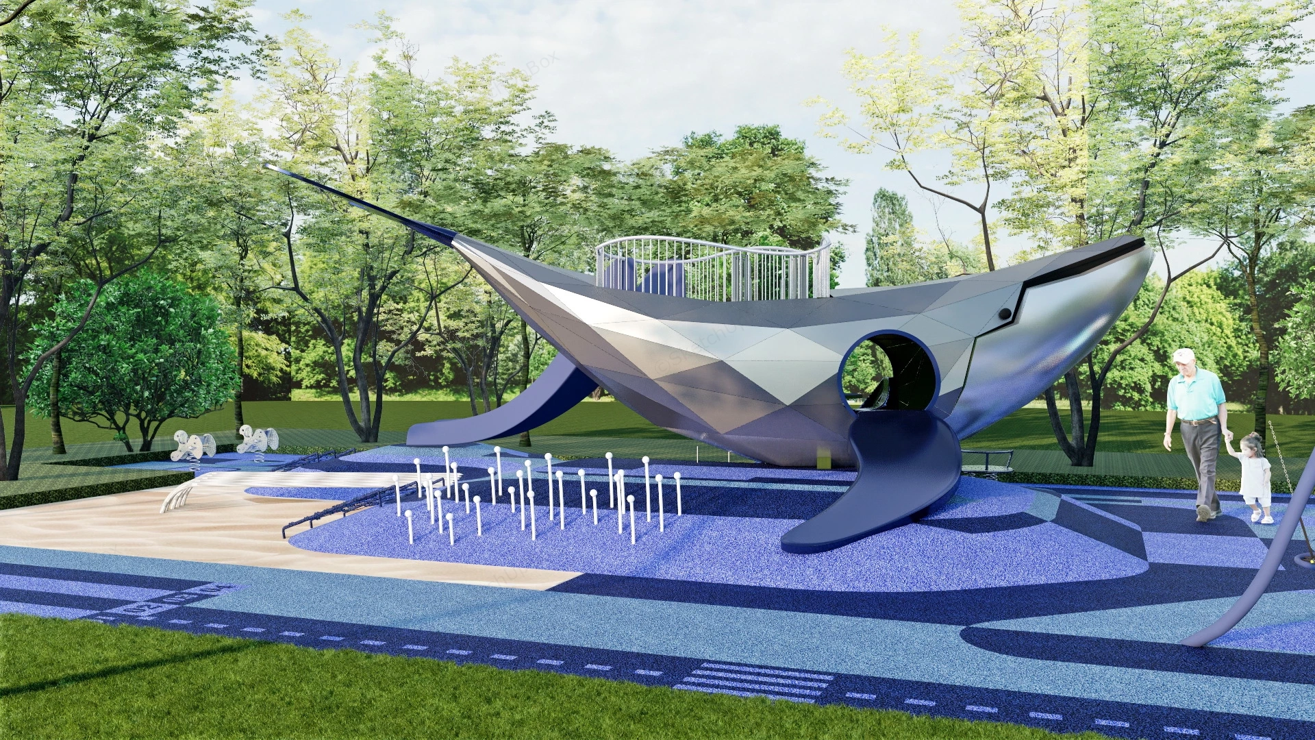 Whale Theme Playground sketchup model preview - SketchupBox