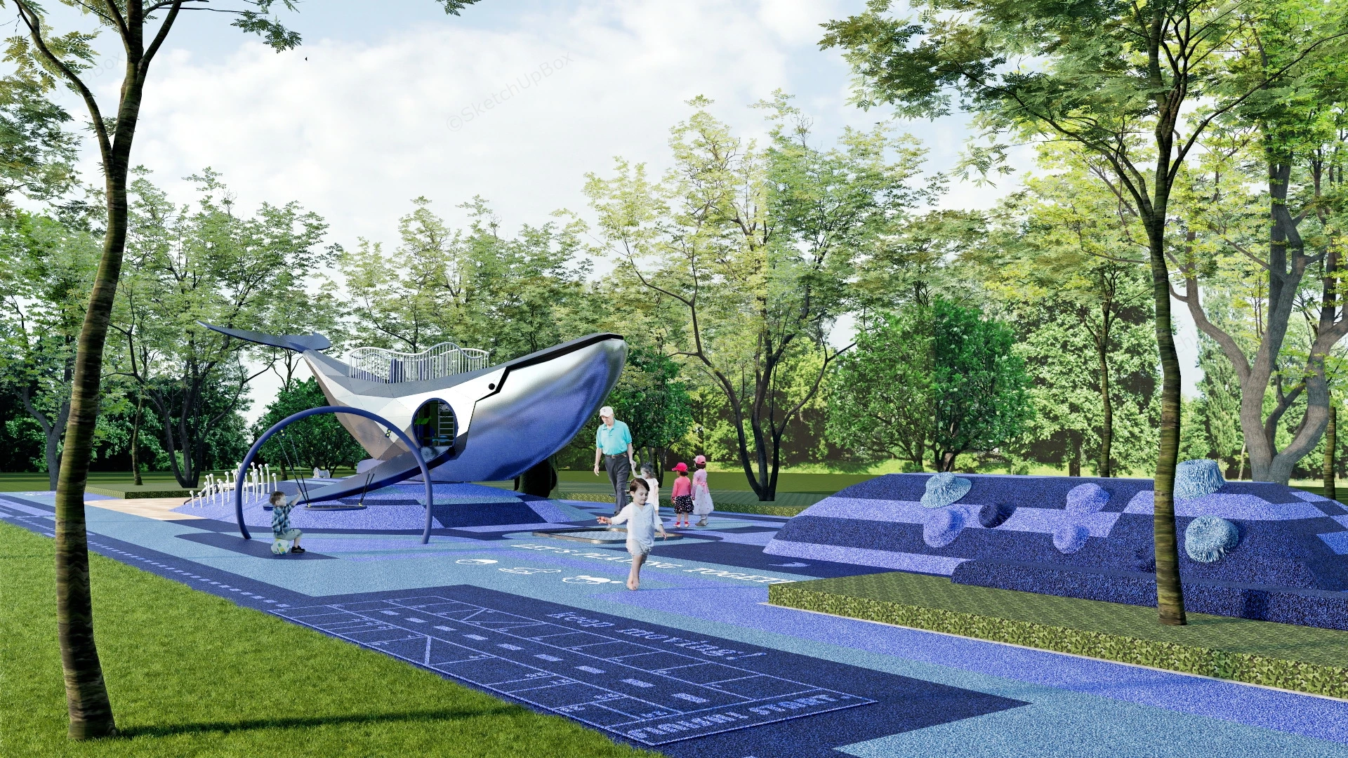 Whale Theme Playground sketchup model preview - SketchupBox