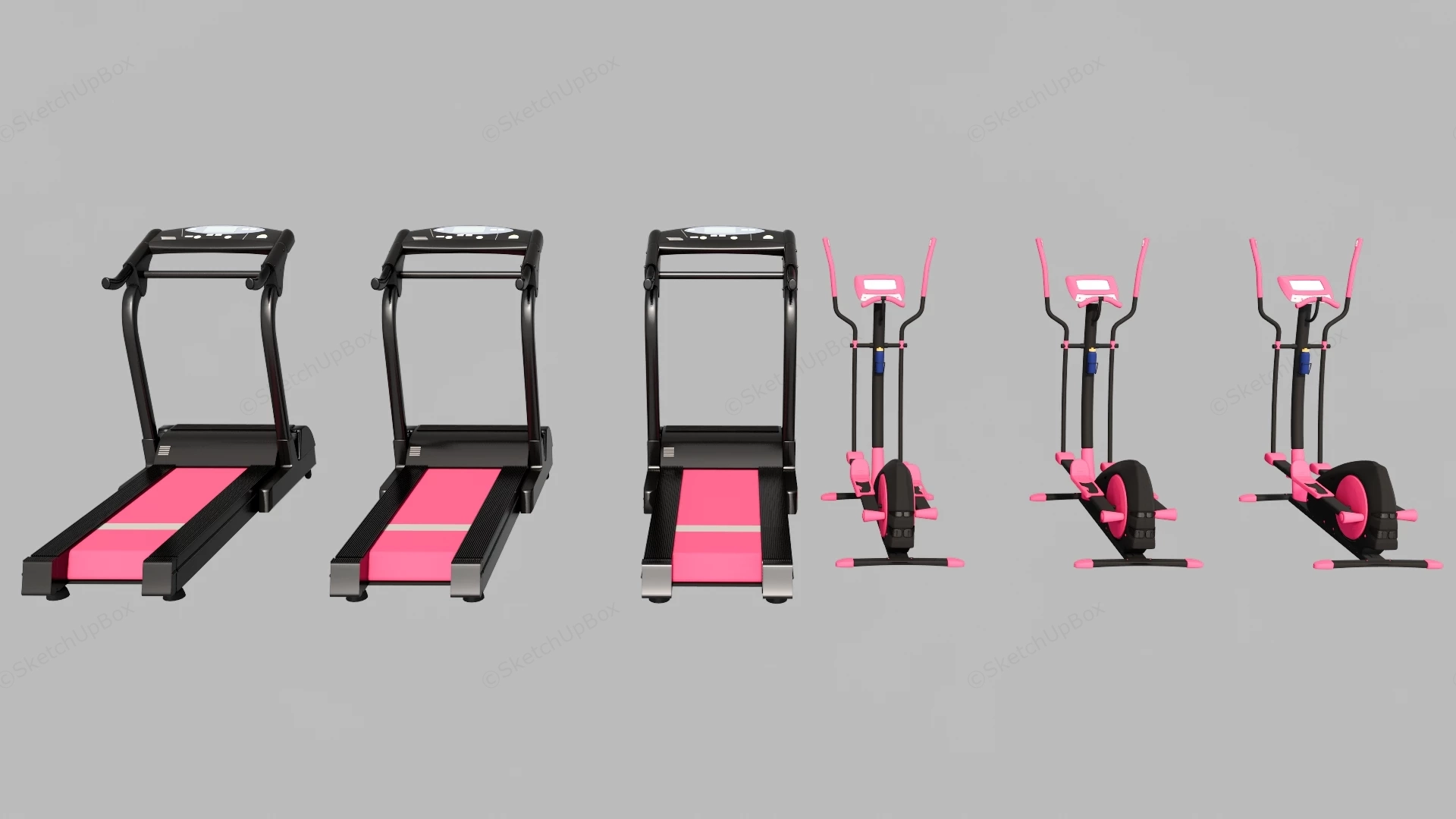 Elliptical Machine And Treadmill sketchup model preview - SketchupBox