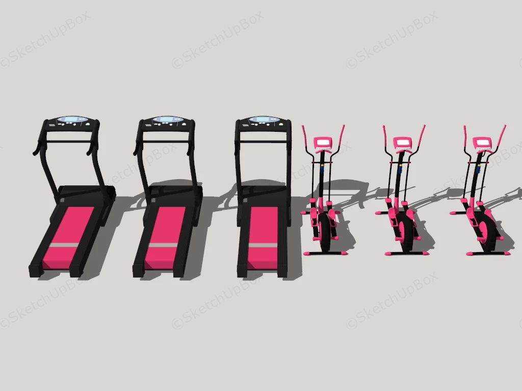 Elliptical Machine And Treadmill sketchup model preview - SketchupBox