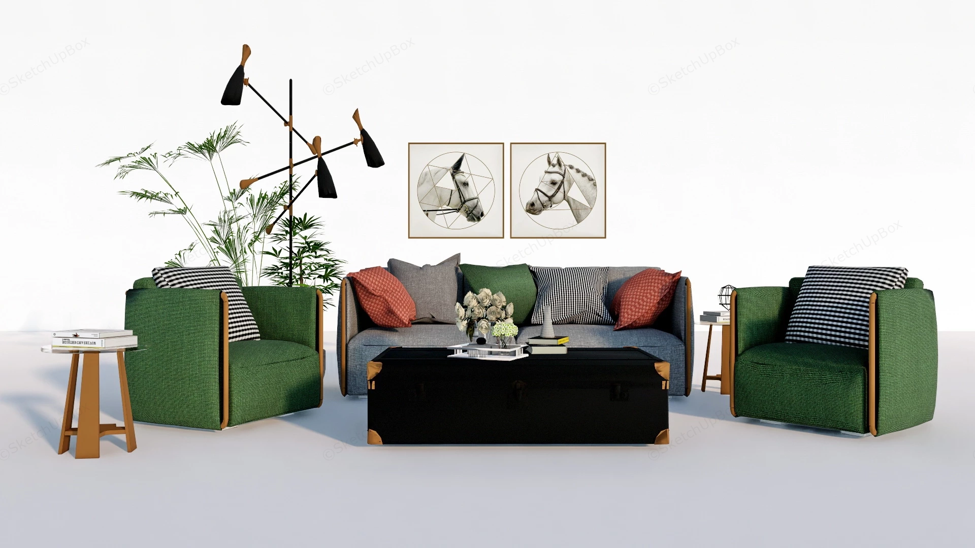 Small Space Living Room Furniture Set sketchup model preview - SketchupBox