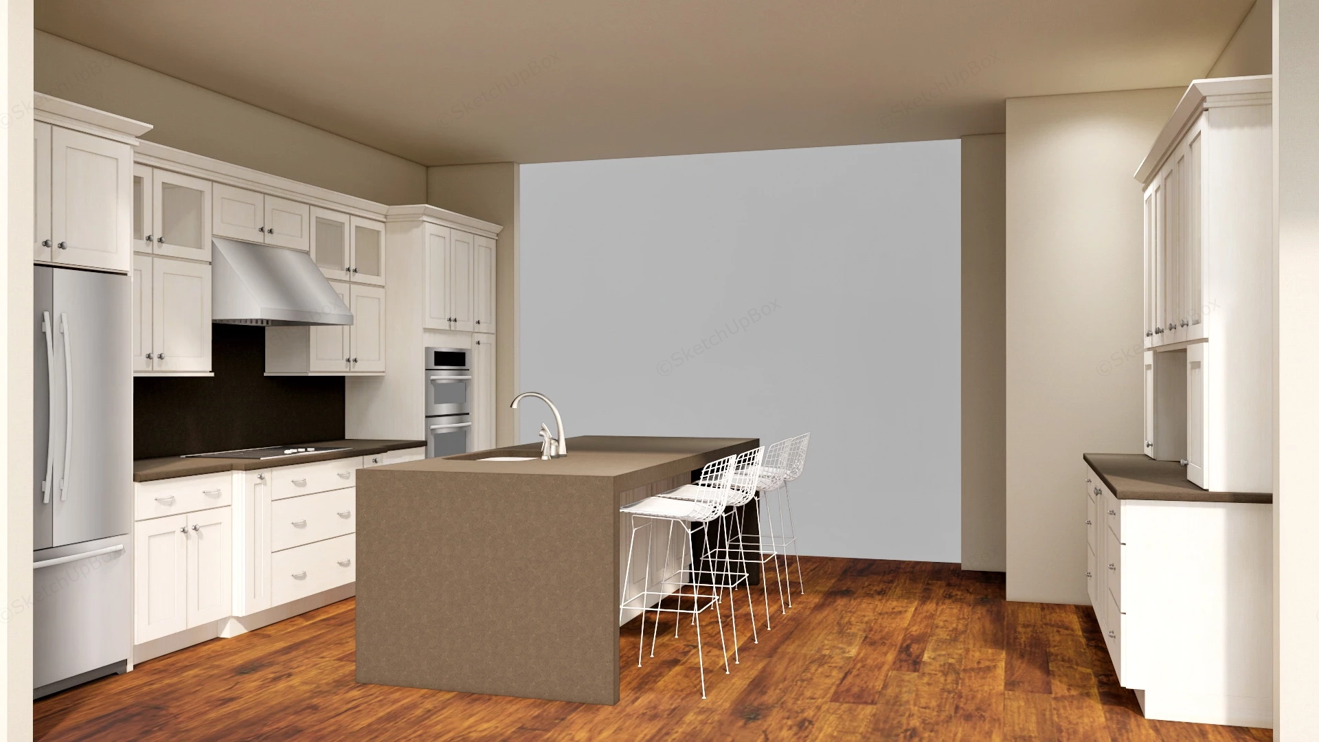 Traditional Kitchen With Island sketchup model preview - SketchupBox