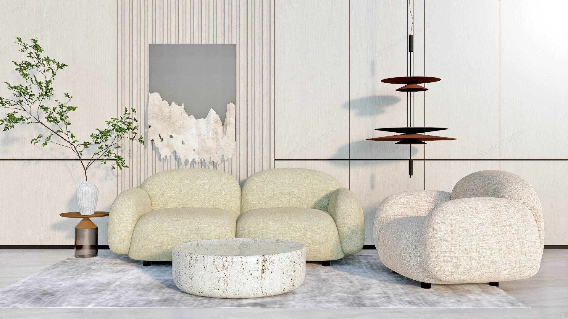 High End Sofa Set For Living Room sketchup model preview - SketchupBox