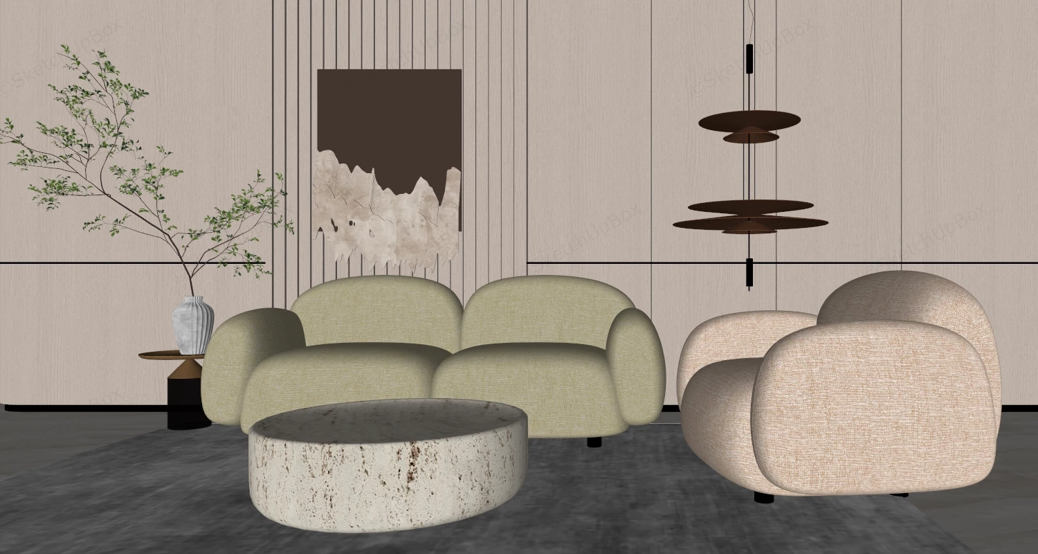 High End Sofa Set For Living Room sketchup model preview - SketchupBox