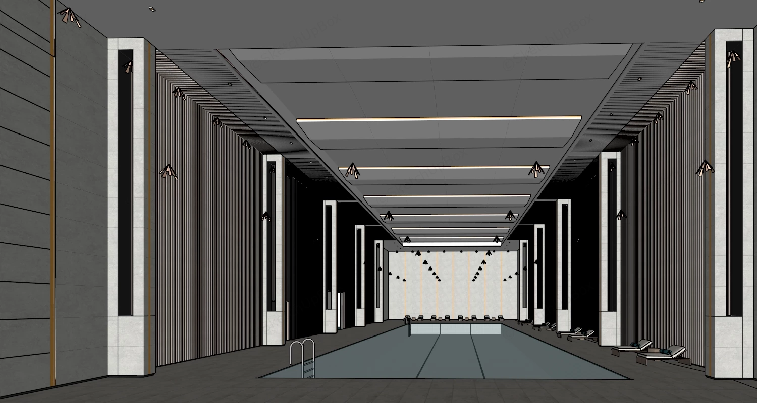 Indoor Swimming Pool Design sketchup model preview - SketchupBox