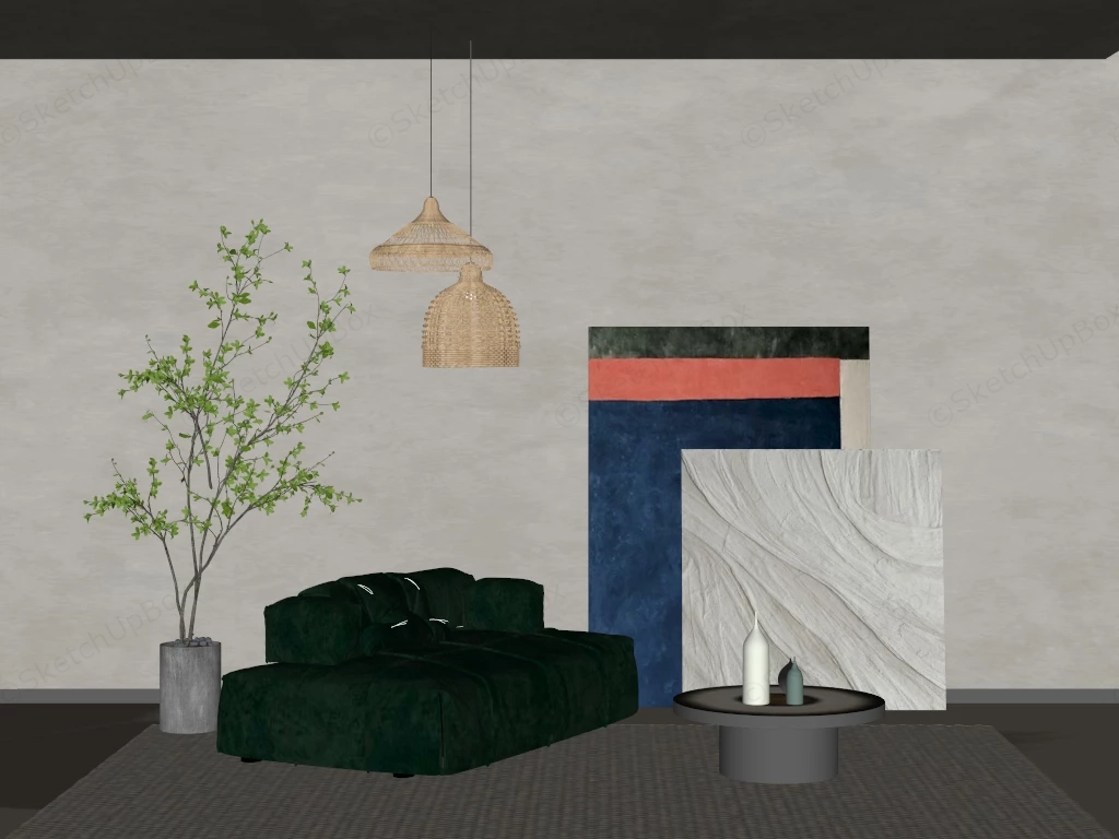 Upholstered Accent Chair And Coffee Table sketchup model preview - SketchupBox